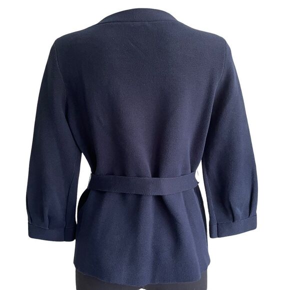 J. CREW DOUBLE BREASTED KNITTED COAT , SWEATER, w/ belt in navy blue sz S/M - Picture 4 of 9
